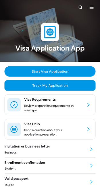 Visa Application App Template