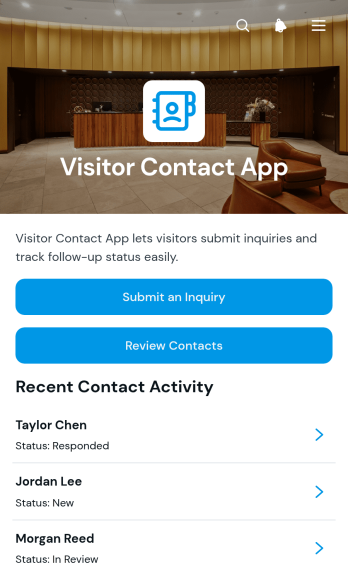 Visitor Contact App Template