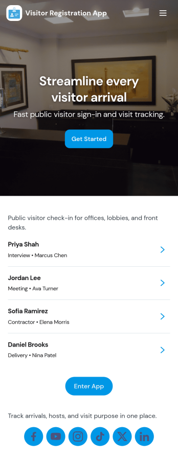 Visitor Registration App Template
