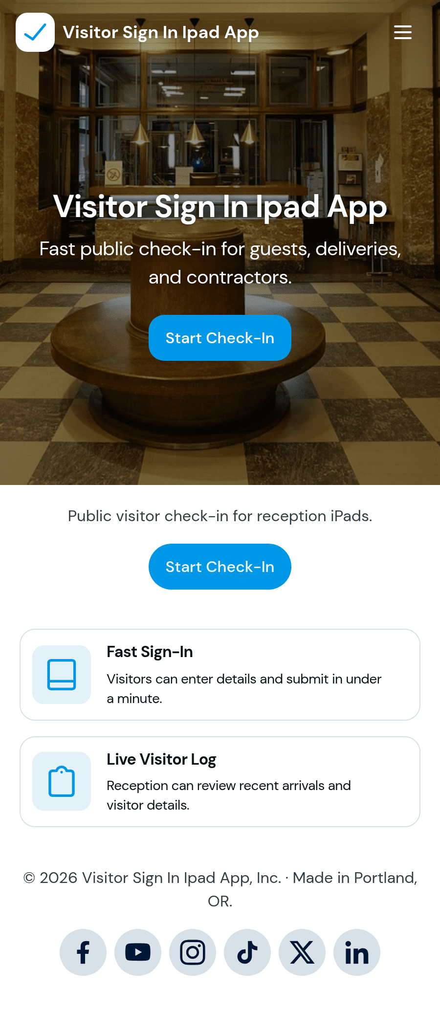 Visitor Sign In iPad App Template | Jotform