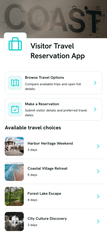Visitor Travel Reservation App Template