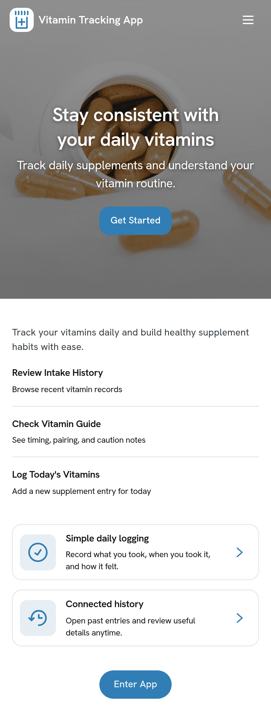 Vitamin Tracking App Template | Jotform
