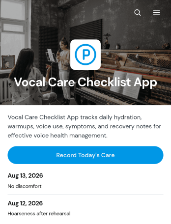 Vocal Care Checklist App Template