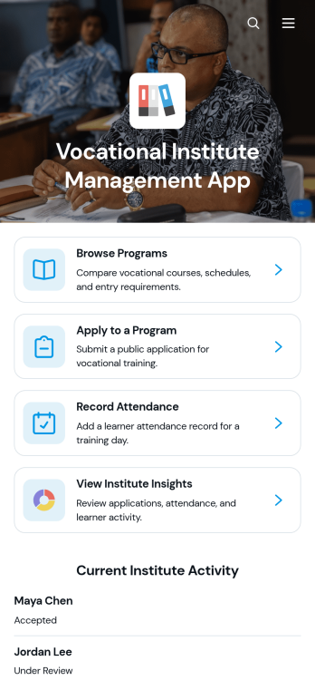 Vocational Institute Management App Template