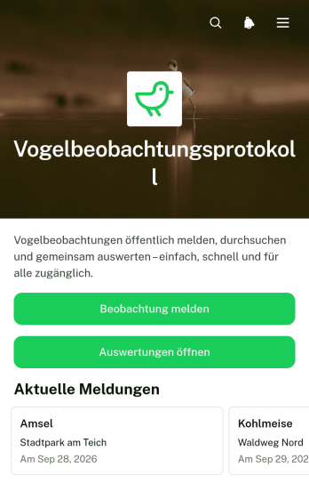 Vogelbeobachtungsprotokoll-App