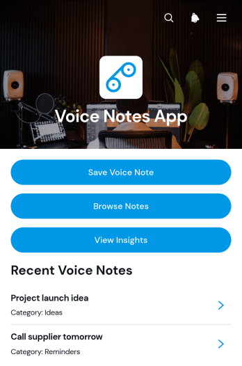 Voice Notes App Template