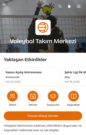 Voleybol Takımı Merkezi Uygulama Șablonu