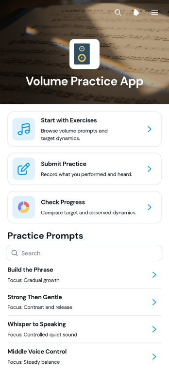 Volume Practice App Template