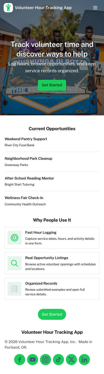Volunteer Hour Tracking App Template