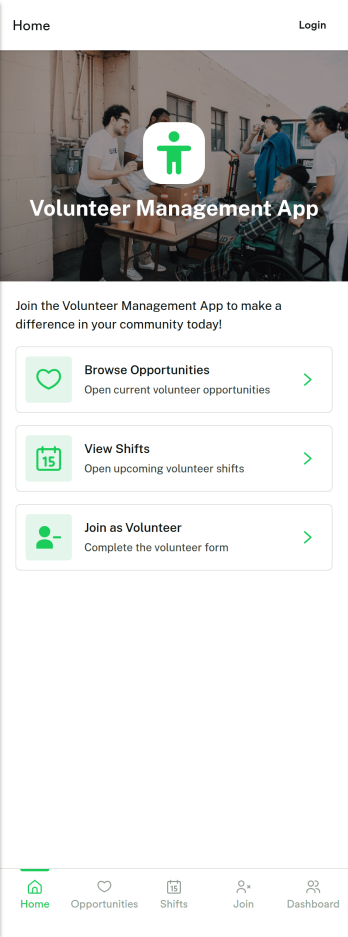 Volunteer Management App Template