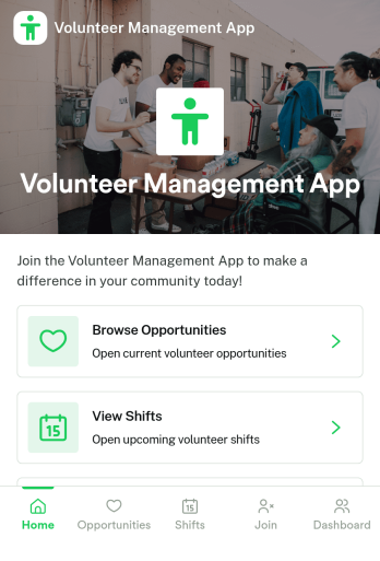 Volunteer Management App Template
