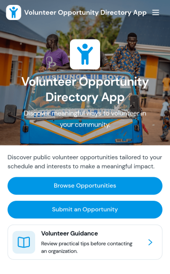 Volunteer Opportunity Directory App Template