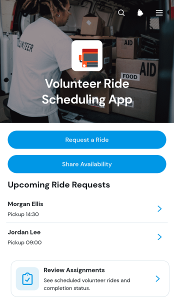Volunteer Ride Scheduling App Template
