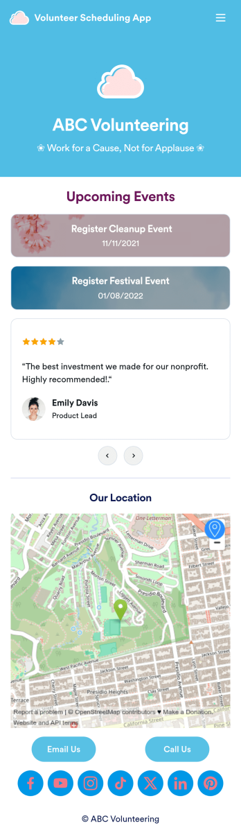 Custom Volunteer Scheduling App