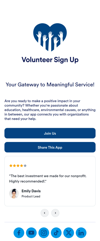 Volunteer Sign Up App Template