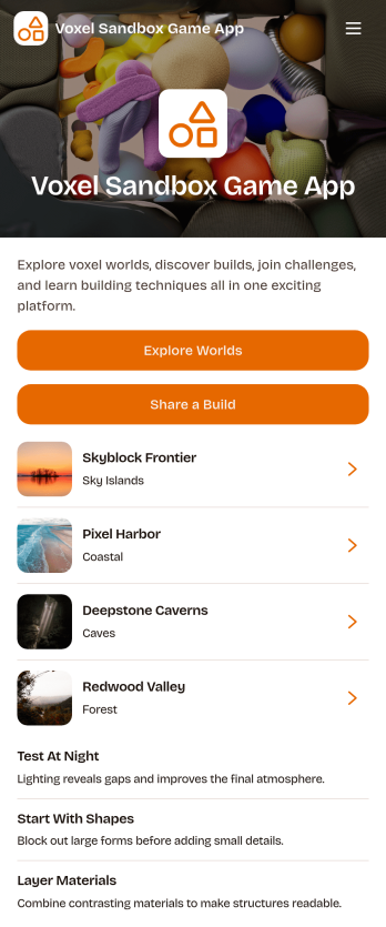 Voxel Sandbox Game App Template