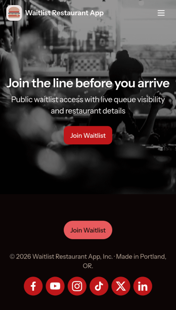 Waitlist Restaurant App Template