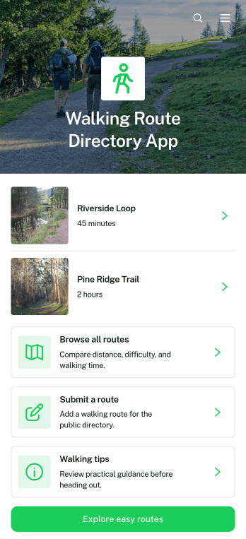 Walking Route Directory App Template