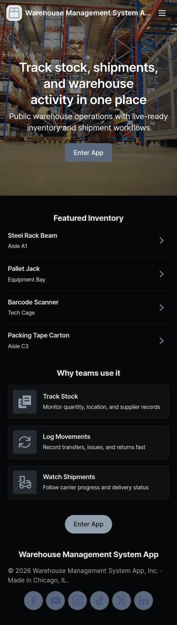 Warehouse Management System App Template