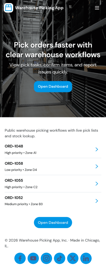 Warehouse Picking App Template