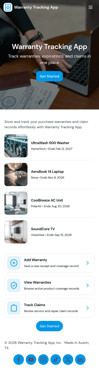Warranty Tracking App Template