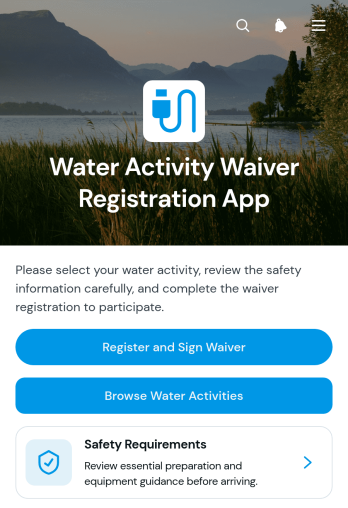 Water Activity Waiver Registration App Template