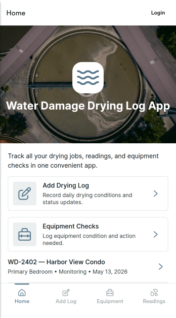 Water Damage Drying Log App Template