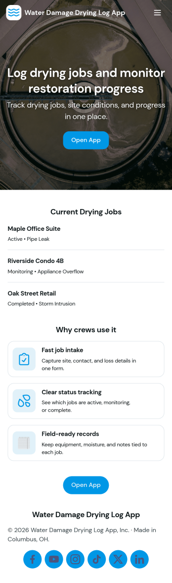 Water Damage Drying Log App Template