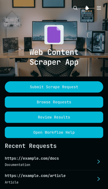 Web Content Scrape Request App Template