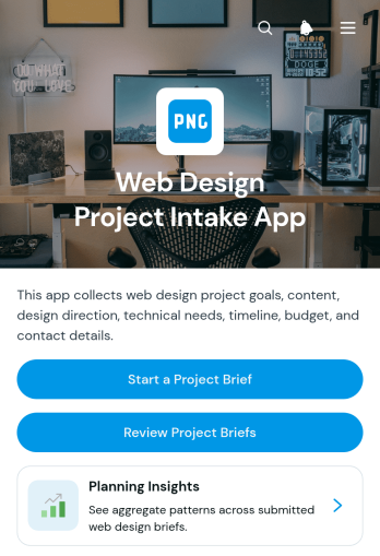 Web Design Project Intake App Template