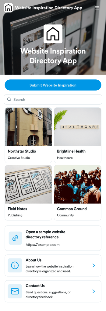 Website Inspiration Directory App Template