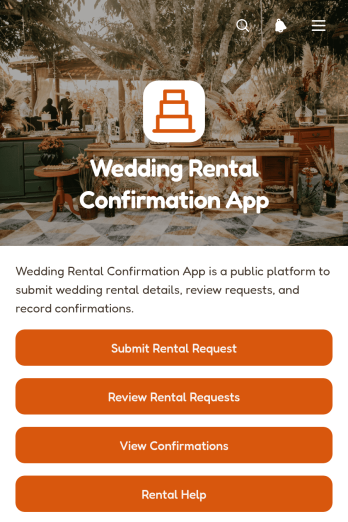 Wedding Rental Confirmation App Template