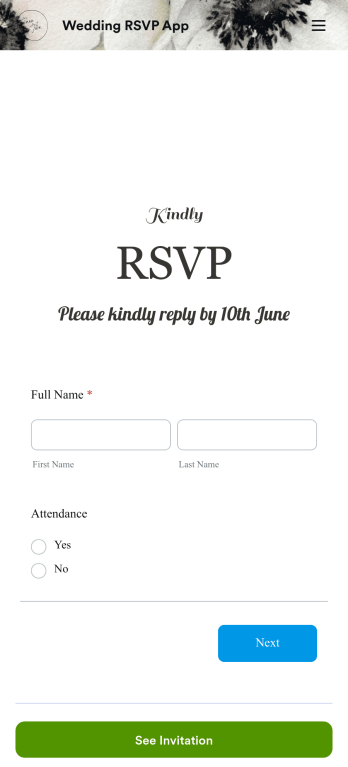 Wedding RSVP App Template