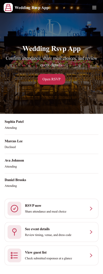 Wedding RSVP App Template