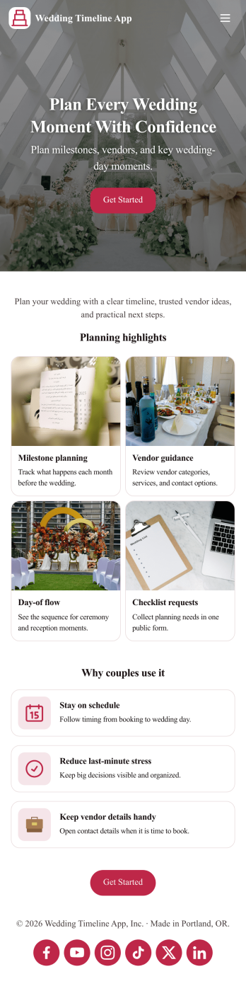 Wedding Timeline App Template