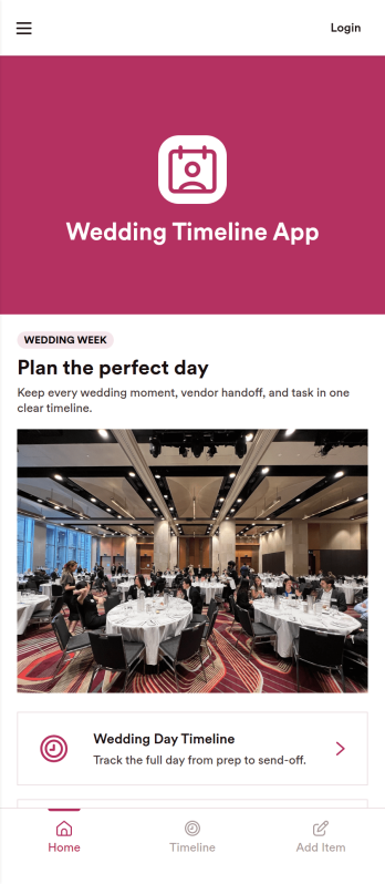 Wedding Timeline App Template