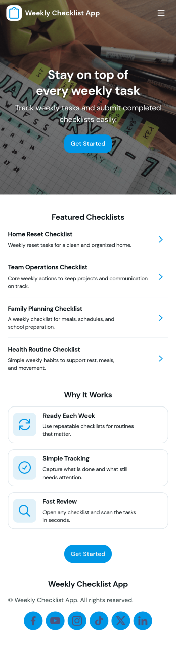 Weekly Checklist App Template