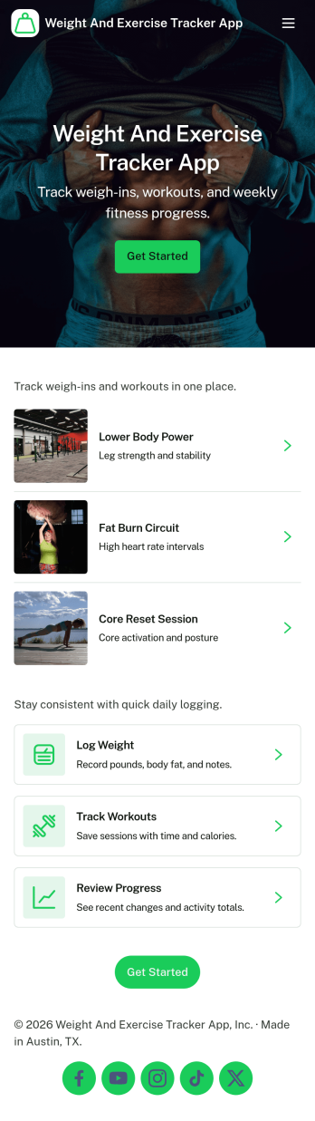 Weight and Exercise Tracker App Template