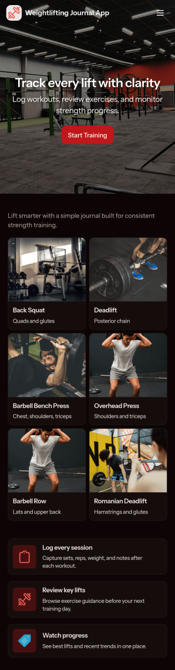 Weightlifting Journal App Template