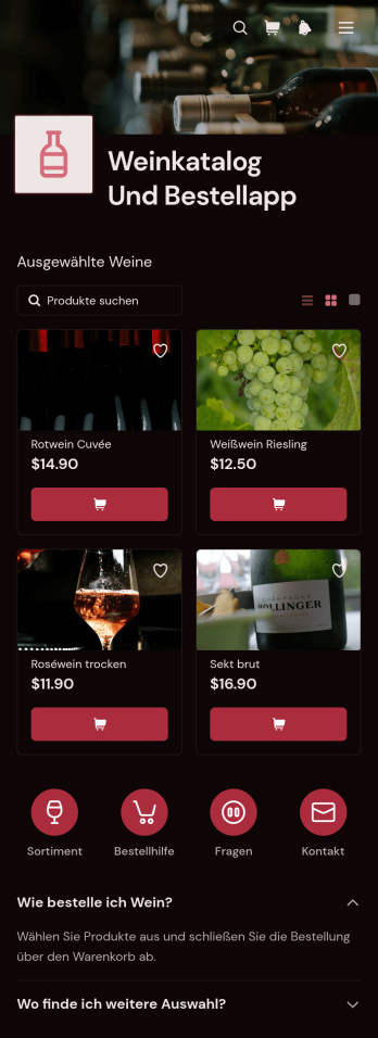 Weinkatalog- und Bestell-App