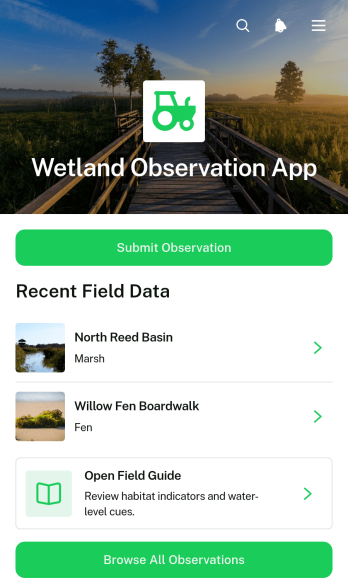 Wetland Observation App Template