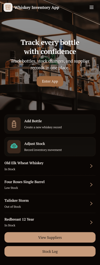 Whiskey Inventory App Template