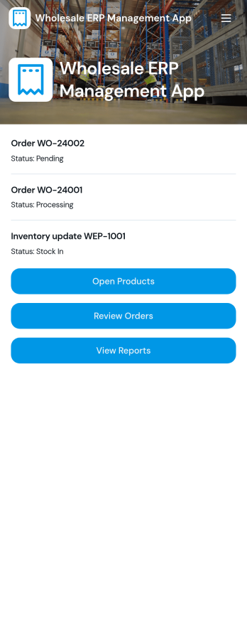 Wholesale ERP Management App Template