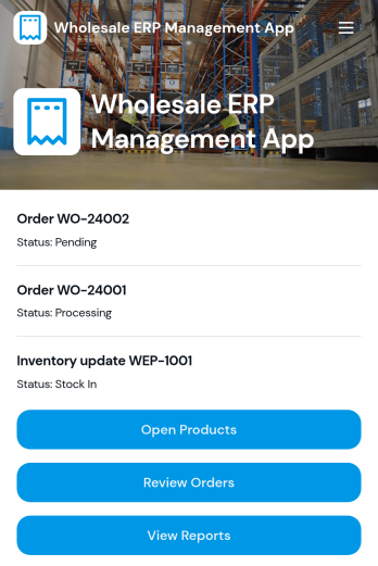 Wholesale ERP Management App Template