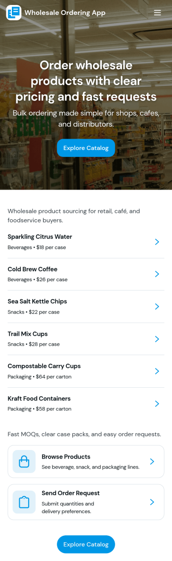 Wholesale Ordering App Template