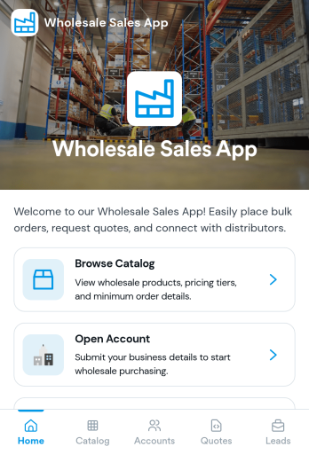 Wholesale Sales App Template