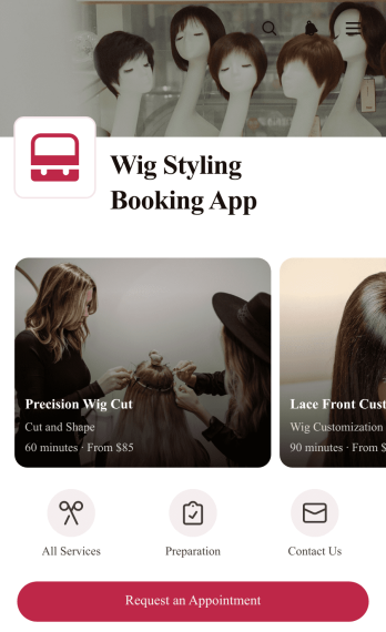 Wig Styling Booking App Template