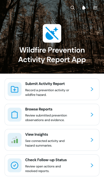 Wildfire Prevention Activity Report App Template