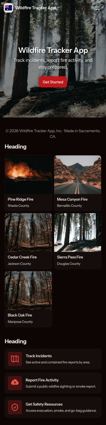 Wildfire Tracker App Template