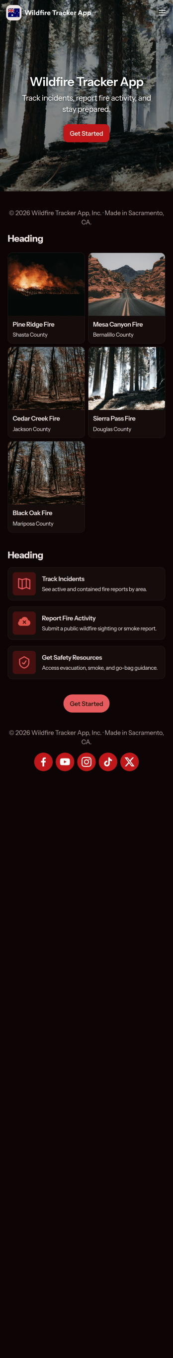 Wildfire Tracker App Template